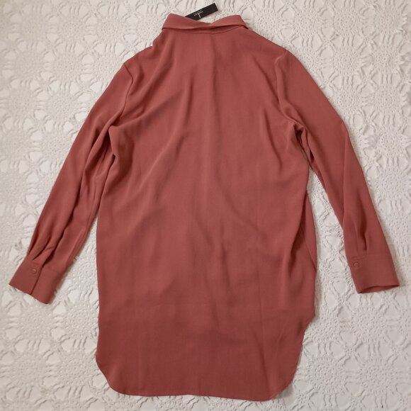 New Tahari Button Blouse Shirt Teracotta Long Sleeve Point Collar Large Women L - Picture 8 of 9